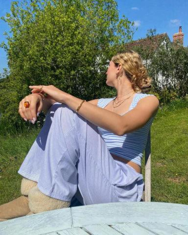 Women's Trousers with Elastic Waistband and Side Pockets