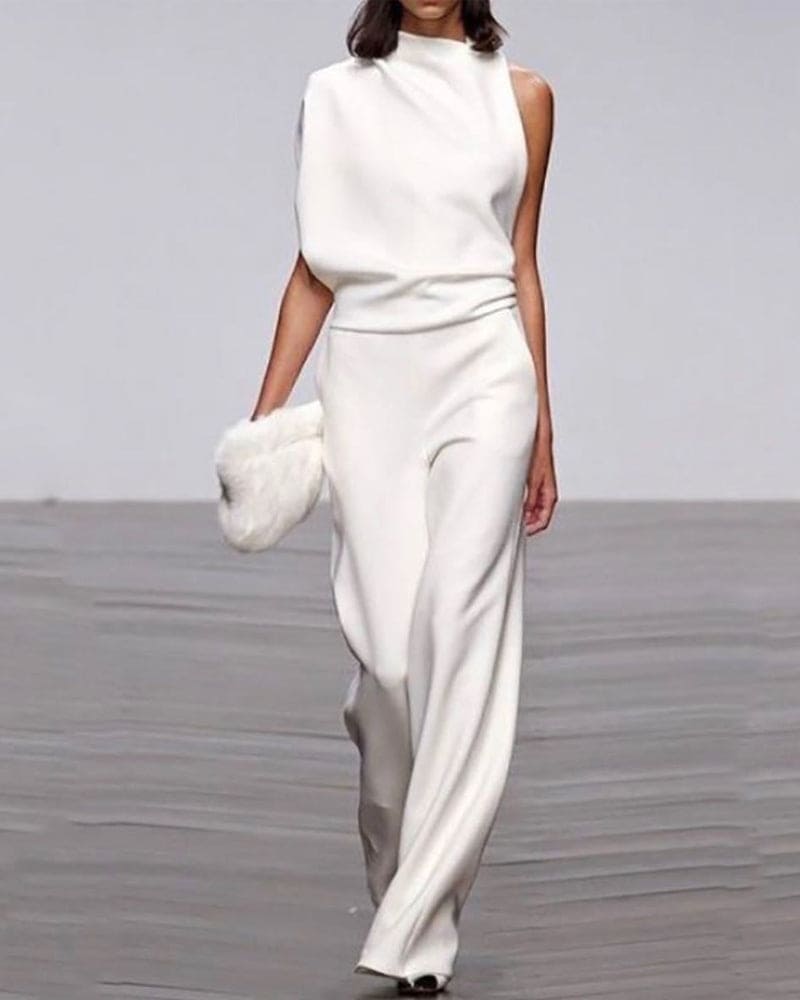 Women's Sleeveless Jumpsuit with Wide-Leg