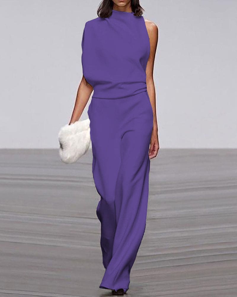 Women's Sleeveless Jumpsuit with Wide-Leg