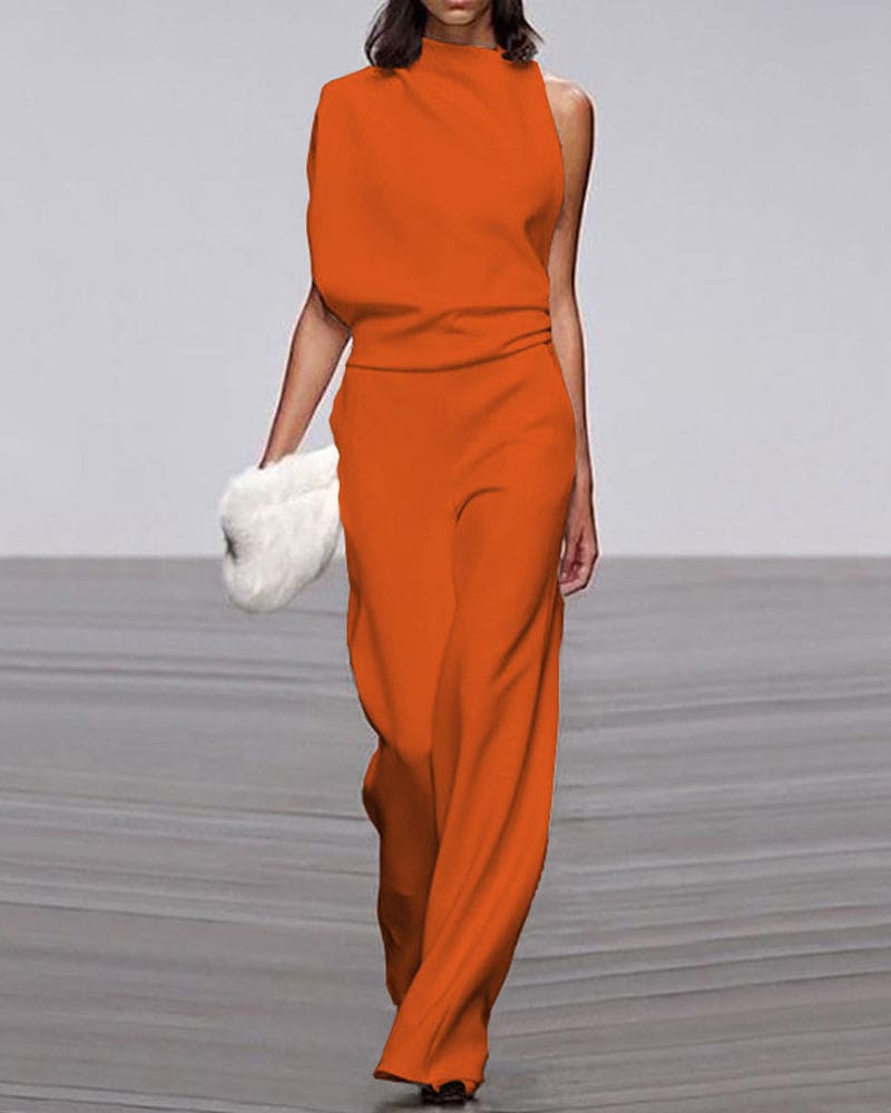 Women's Sleeveless Jumpsuit with Wide-Leg