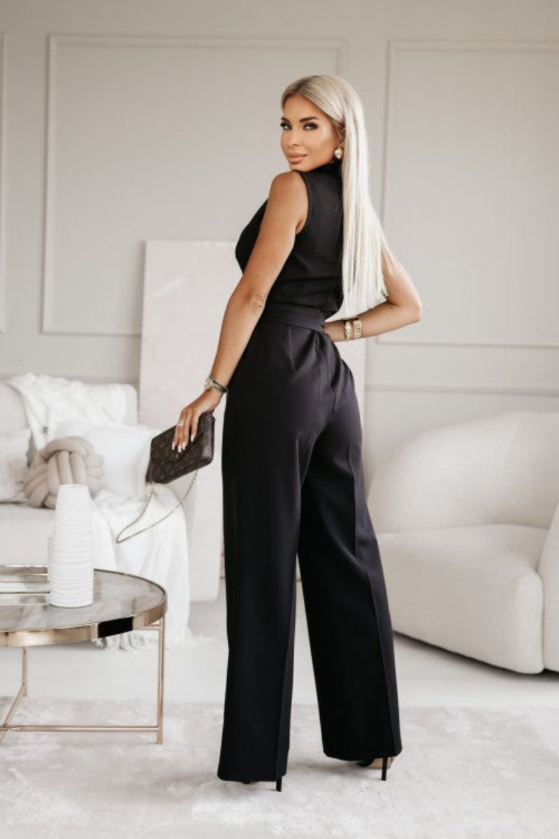 Women’s Sleeveless Wide-Leg Jumpsuit with Belt