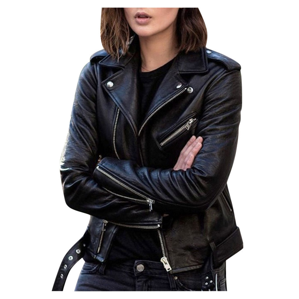 Women's Lapel Collar Zip Jacket