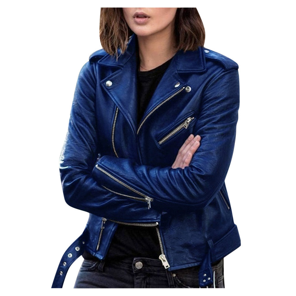 Women's Lapel Collar Zip Jacket