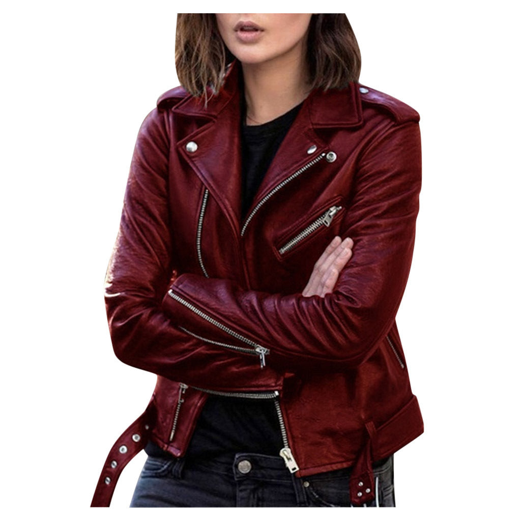 Women's Lapel Collar Zip Jacket