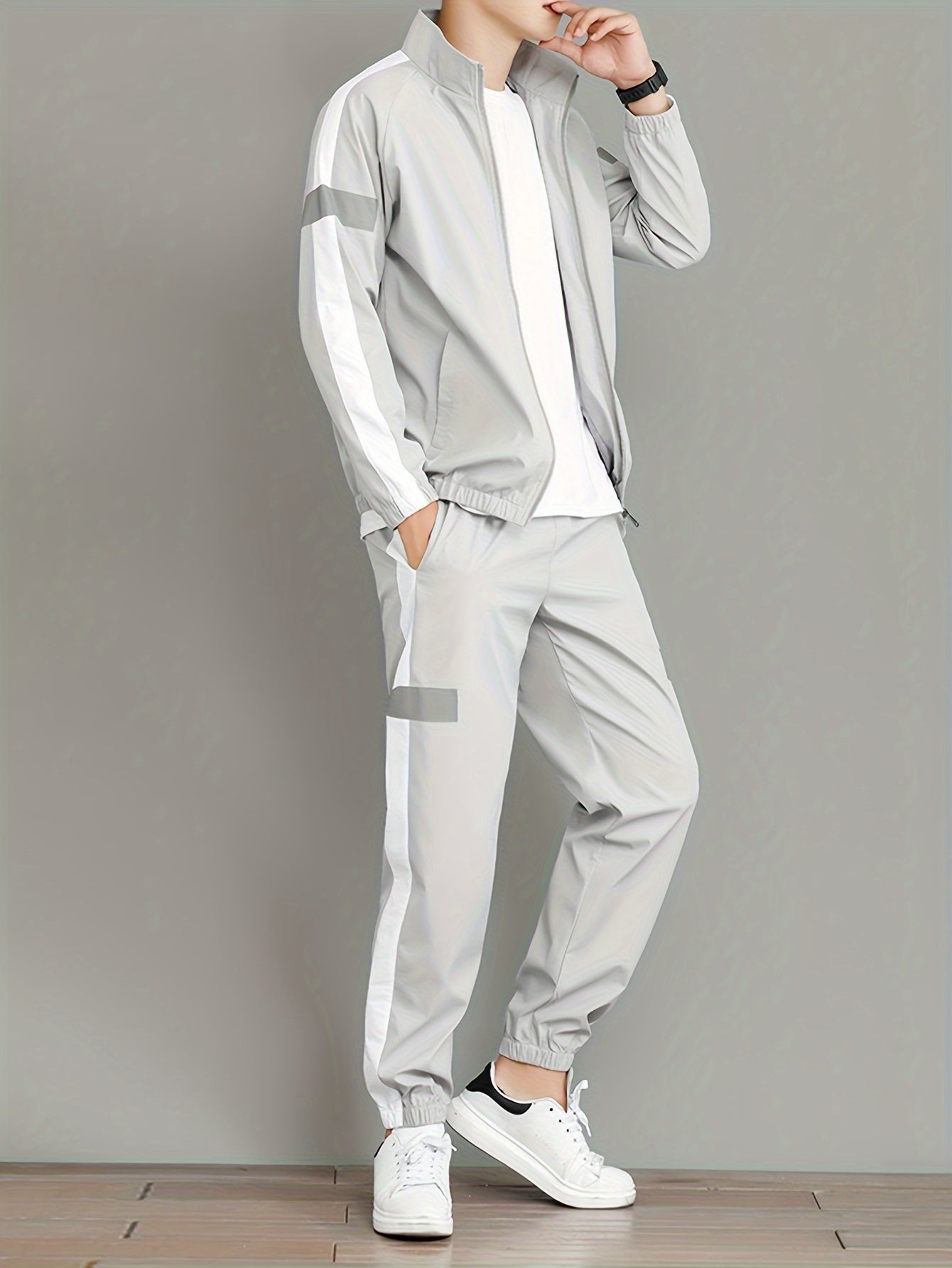 Men's Casual Athletic Full Zip Jacket & Joggers Tracksuit Set with Pockets | Perfect for All Seasons