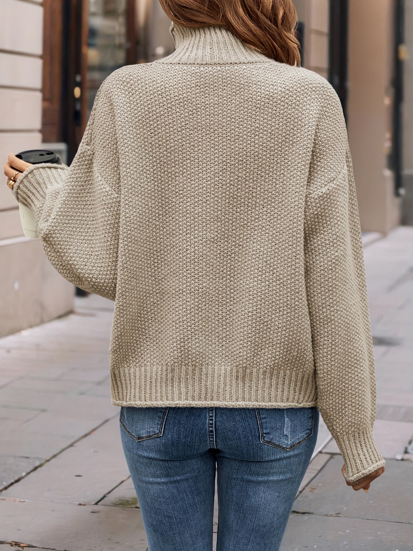 Women's Knitted Casual Turtleneck Jumper with Long Sleeves | Ideal for Winter
