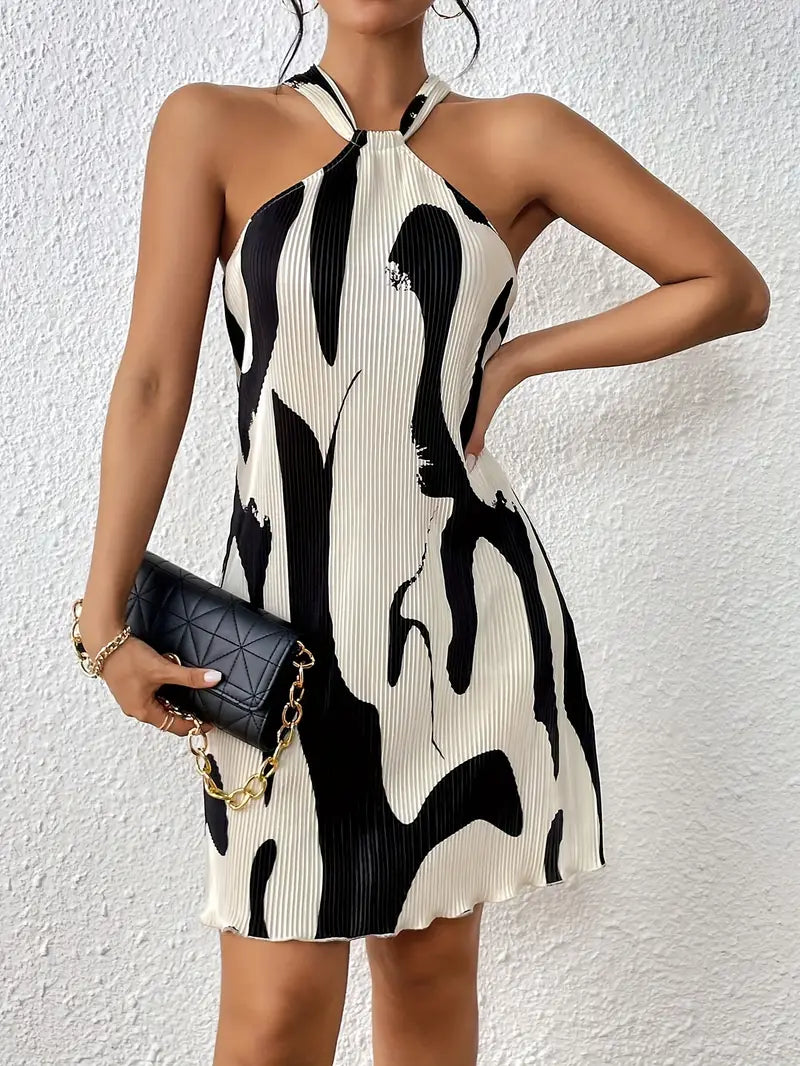 Women's Stylish High-Quality Sleeveless Dress with All-Over Print