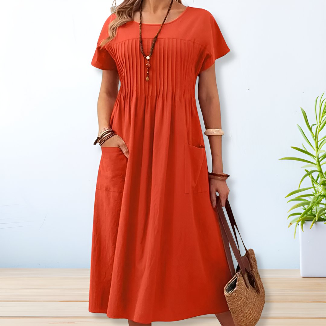 Women's Relaxed Fit Lightweight Casual Dress with Functional Pockets