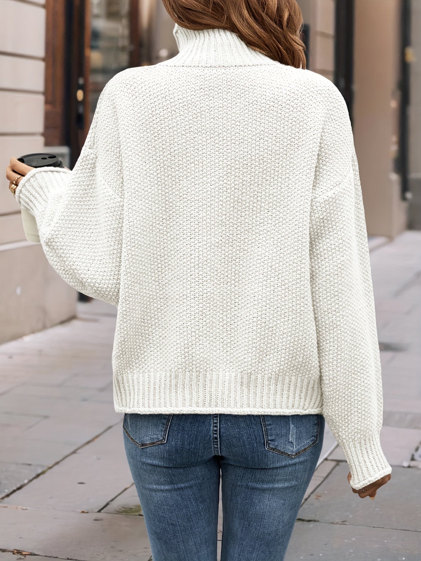 Women's Knitted Casual Turtleneck Jumper with Long Sleeves | Ideal for Winter