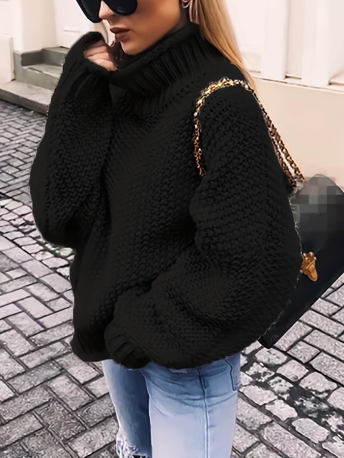 Women's Knitted Casual Turtleneck Jumper with Long Sleeves | Ideal for Winter