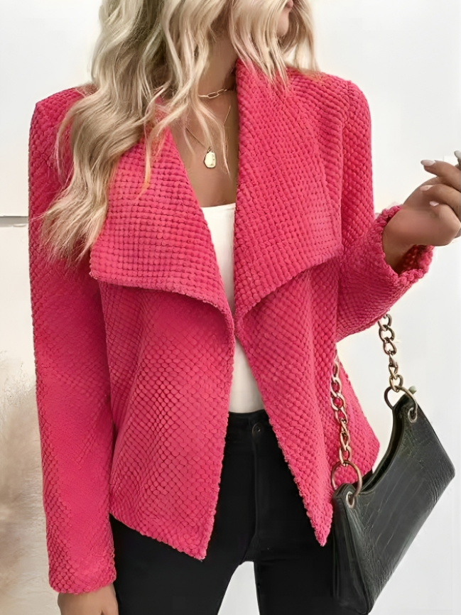 Women's Chic solid-color open-front waffle blazer | Perfect for Casual Days