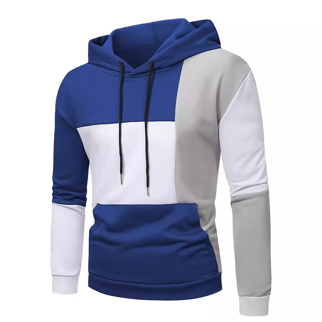 Men's Hooded Color Block Jumper with Kangaroo Pocket | Ideal for Winter