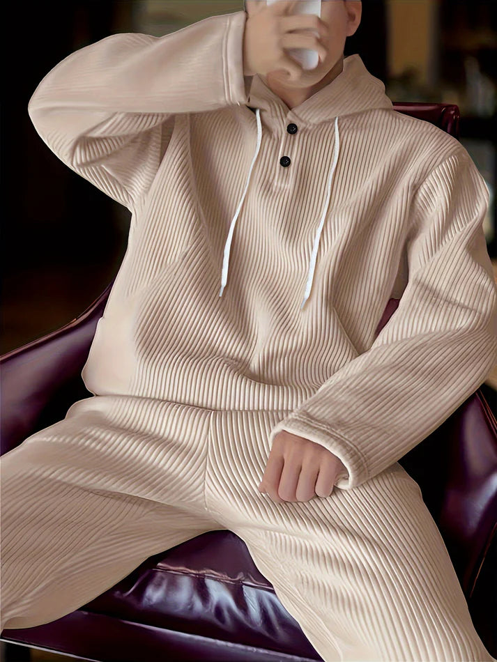 Casual Color Blocked Cotton Tracksuit with Mock Neck Jacket and Pants for Men | Perfect for Casual Days