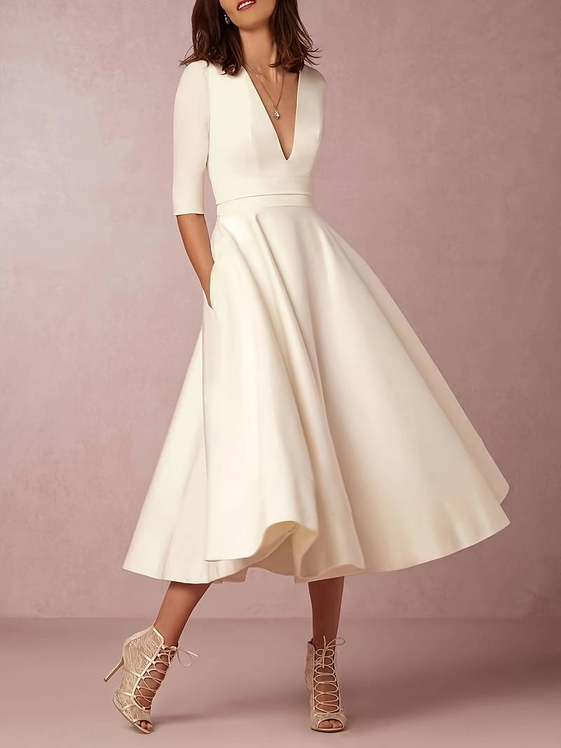 Women's Elegant Lightweight Midi Dress with Flowing Silhouette