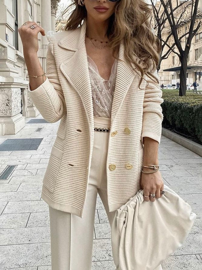 Women's Stylish Patterned Lapel Cardigan with Buttons | Ideal for Winter