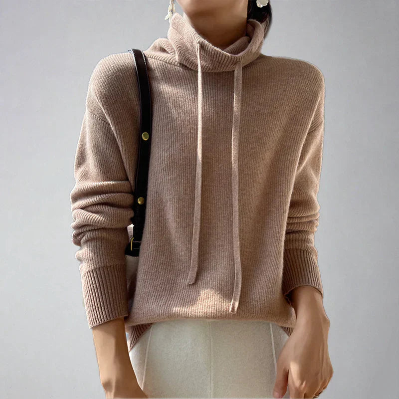Women's Cozy Cashmere Turtleneck Jumper with Drawstring | Ideal for Winter