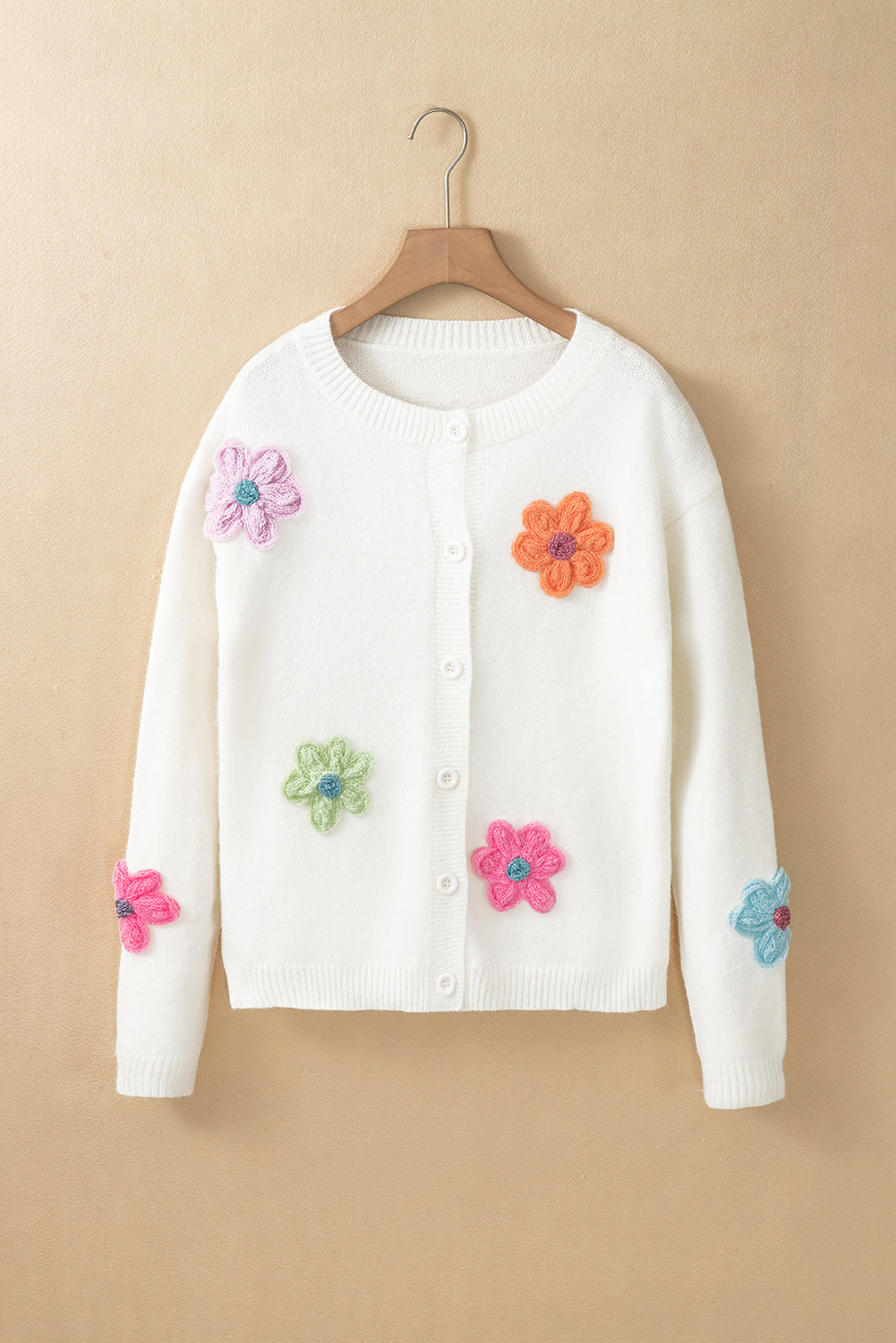 Women's Stylish Floral Embroidery Knitted Cardigan with Buttons | Ideal for Winter