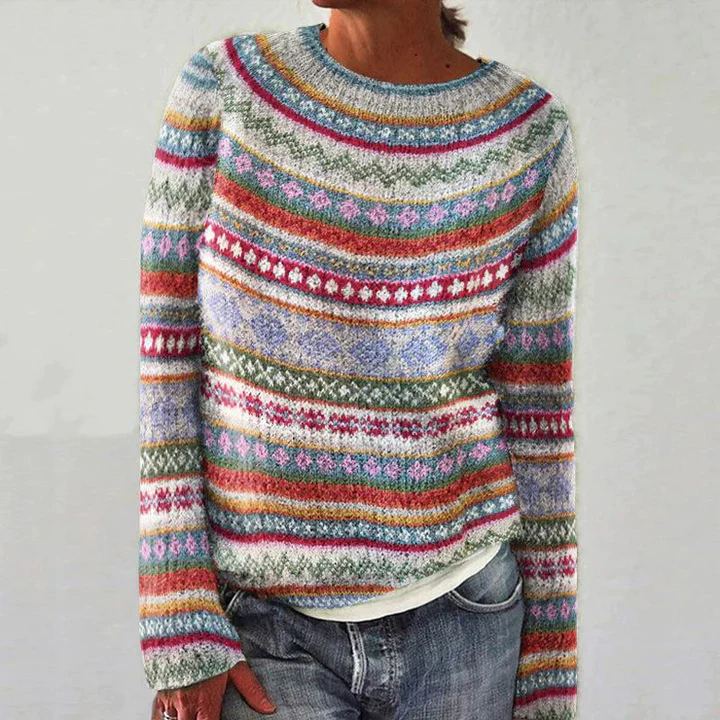 Chic Multicolored Jumper with Long Sleeves for Women | Ideal for Winter