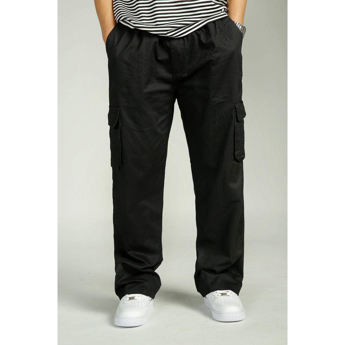Men's Casual Black Cargo Pants with Baggy Fit | Ideal for Everyday Wear