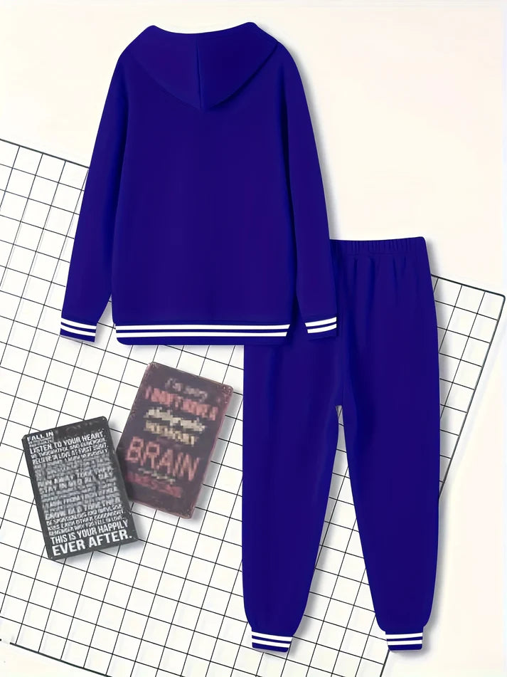 Casual Geometric Pattern Cotton Tracksuit with Crew Neck Long Sleeve Shirt and Joggers for Men | Perfect for Casual Days