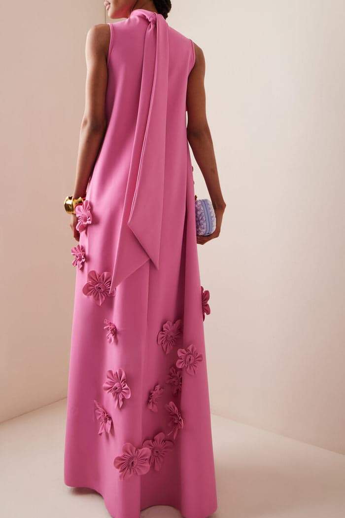 Women's Elegant Floral Maxi Dress with Structured Design