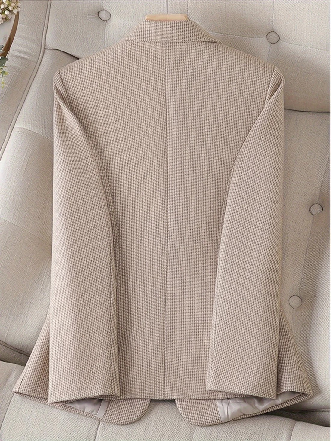 Women's Business Blazer with Notch Lapel in Beige