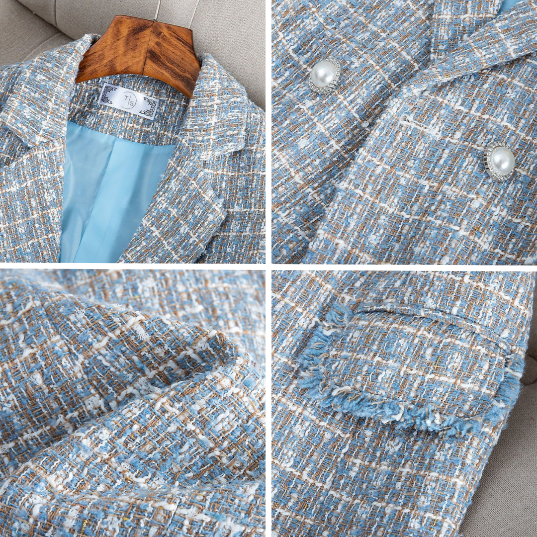 Women's Tweed Blazer Coat with Buttons and Pockets | Perfect for Casual days