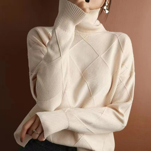 Women's Cozy Cable Knit Cashmere Turtleneck Jumper | Ideal for Winter