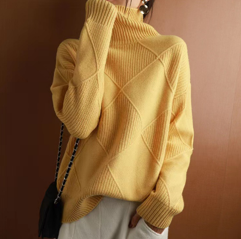Women's Cozy Cable Knit Cashmere Turtleneck Jumper | Ideal for Winter