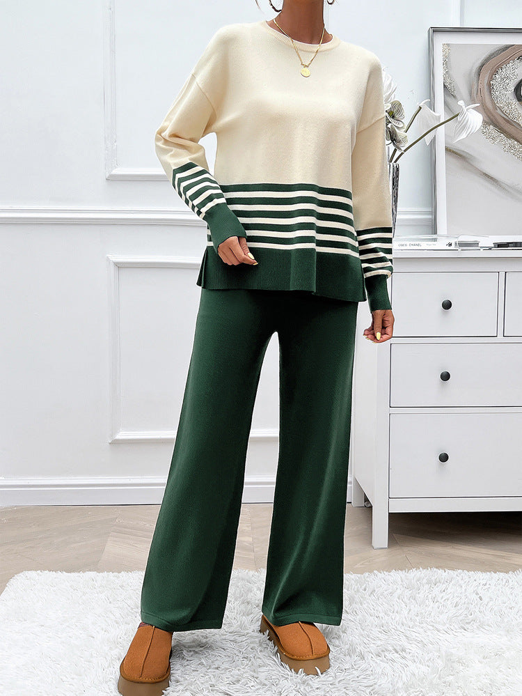 Women's Loose Fit Striped Blouse and Pants Co ords Set | Ideal for Spring/Summer