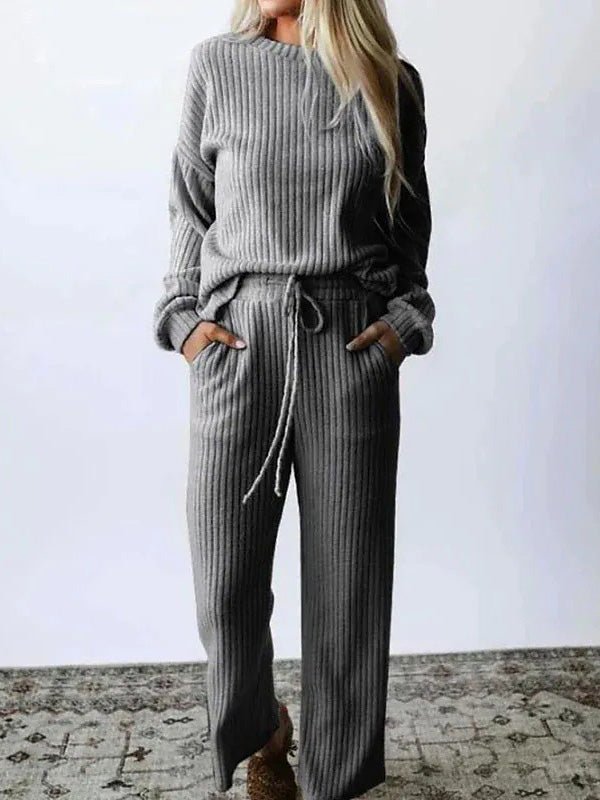 Women's Casual Ribbed Pullover and Pants Two-Piece Co ords Set | Perfect for All Seasons