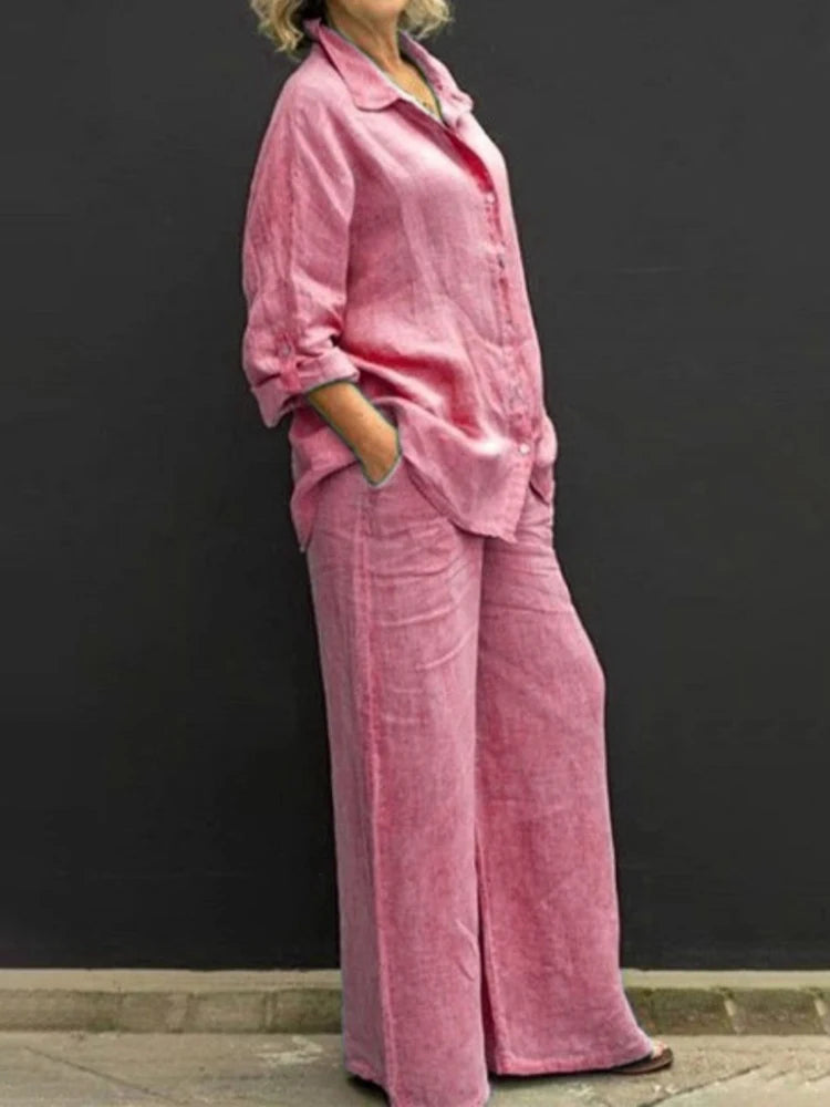 Women's Oversized Urban Long-Sleeve Top and Wide-Leg Pants Co ords Set | Perfect for Casual Days