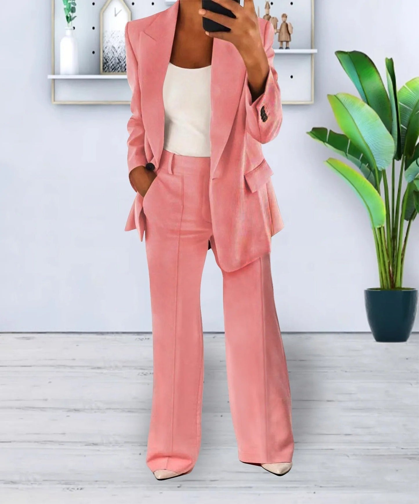 Women's Casual Blazer and High-Waist Pants Business Co ords Set | Perfect for All Seasons Everyday Wear