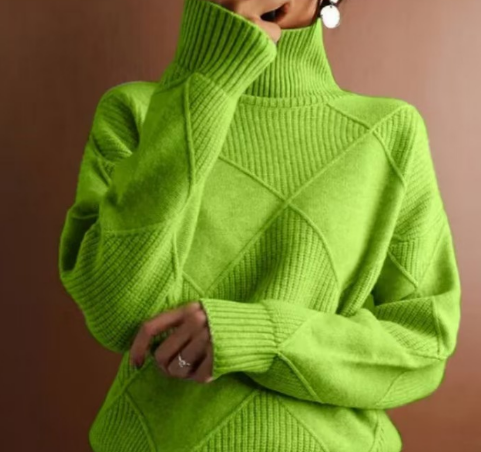 Women's Cozy Cable Knit Cashmere Turtleneck Jumper | Ideal for Winter