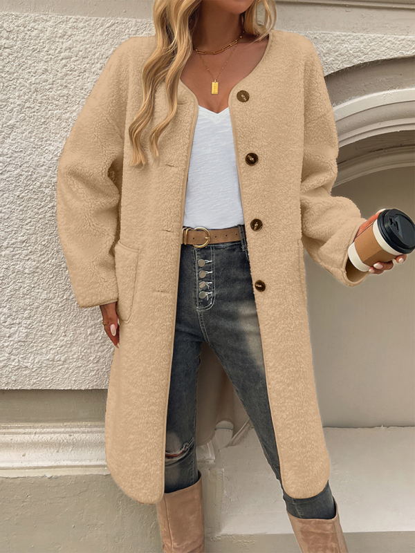 Women's Elegant Long Wool Cardigan with Buttons and Pockets | Ideal fore Winter