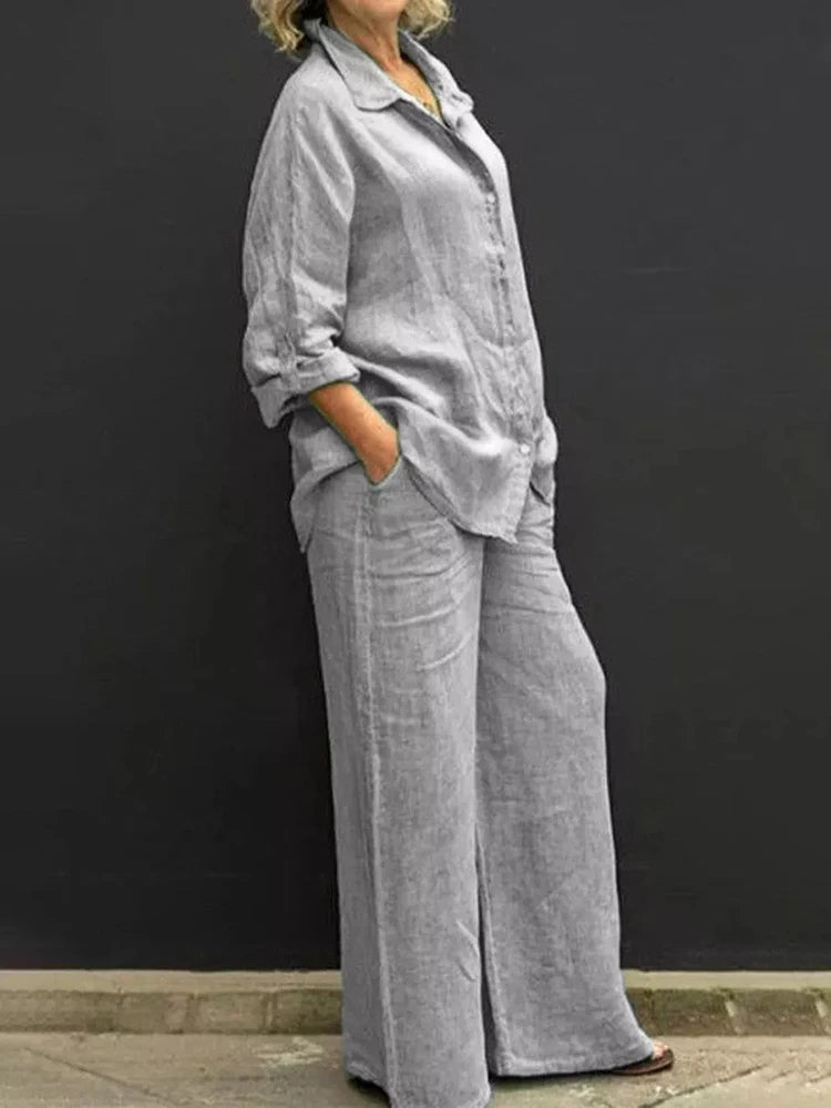 Women's Oversized Urban Long-Sleeve Top and Wide-Leg Pants Co ords Set | Perfect for Casual Days