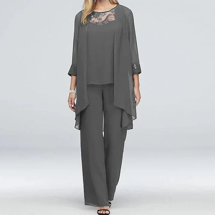 Women's Loose Lace Blouse and Wide Leg Pants Co ords Set | Ideal for Spring/Summer