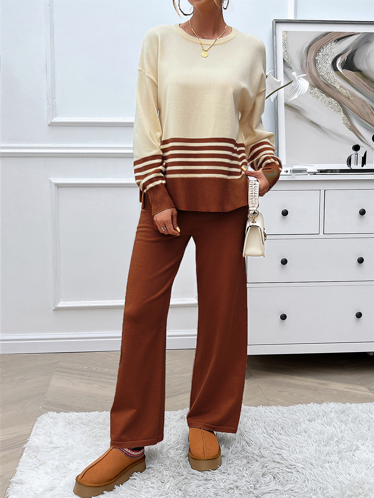 Women's Loose Fit Striped Blouse and Pants Co ords Set | Ideal for Spring/Summer