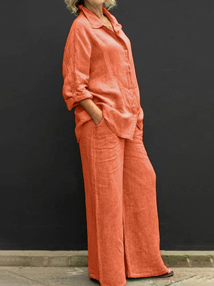 Women's Oversized Urban Long-Sleeve Top and Wide-Leg Pants Co ords Set | Perfect for Casual Days