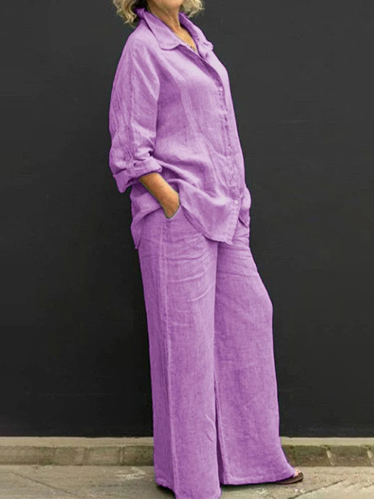 Women's Oversized Urban Long-Sleeve Top and Wide-Leg Pants Co ords Set | Perfect for Casual Days