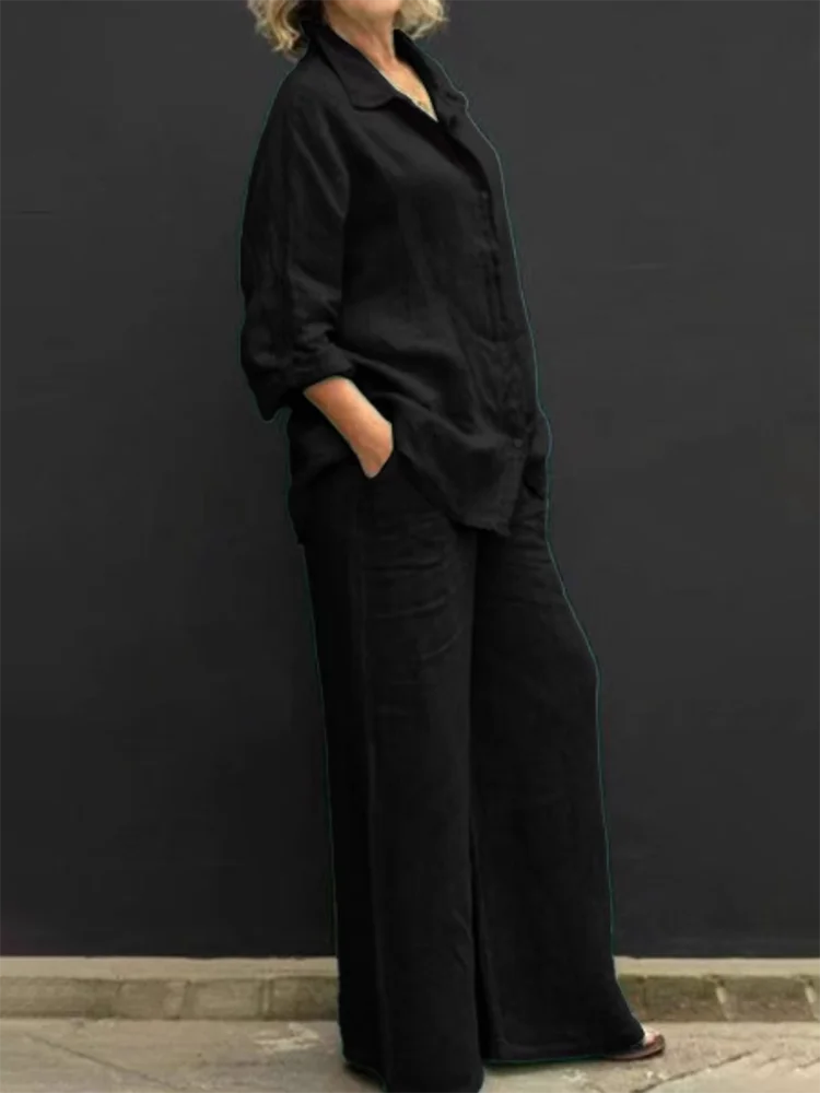 Women's Oversized Urban Long-Sleeve Top and Wide-Leg Pants Co ords Set | Perfect for Casual Days