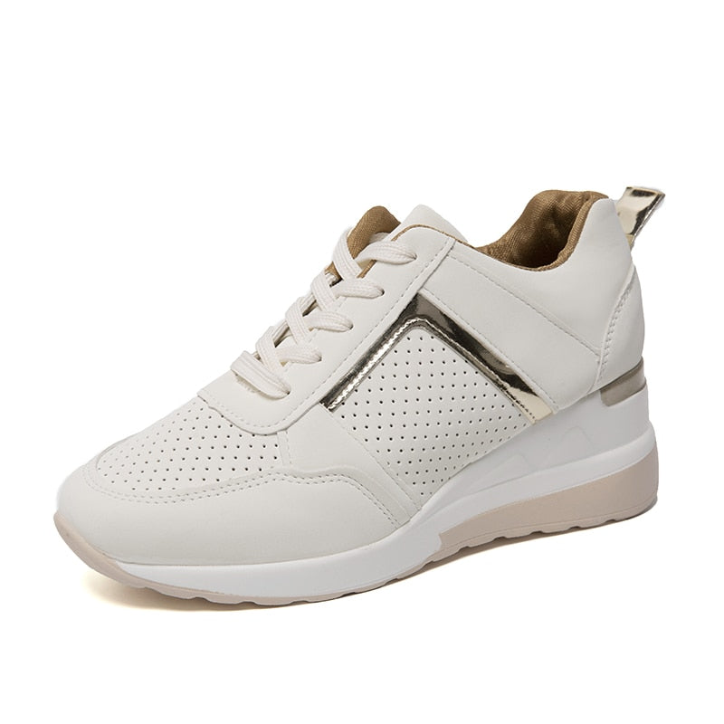 Women’s Breathable Lace Up High Sneakers with Silver Accent | Perfect for All-Season Wear