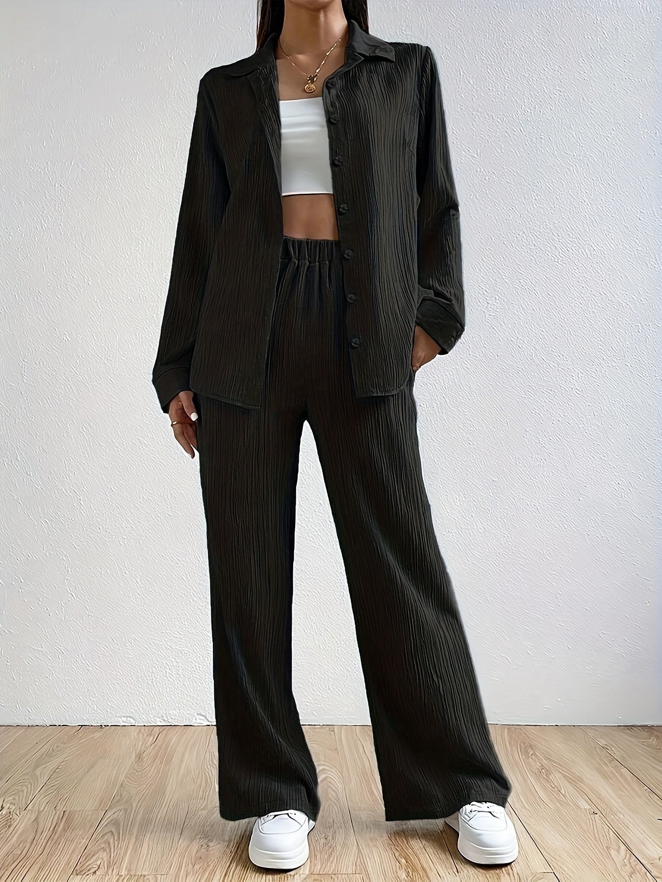 Women's Loose Knitted Sweatshirt and Pants Co ord Set | Perfect for Casual Days