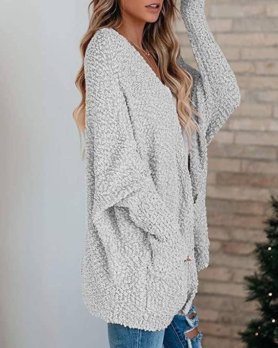 Women's Button-Up Cardigan with Collar and Pockets