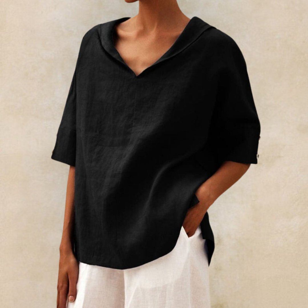 Variant image for Women's Casual Lightweight Linen Shirt with V-Neck Design-37