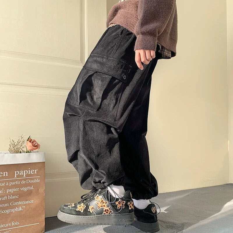 Men's Baggy Corduroy Cargo Pants | Perfect for Casual Days