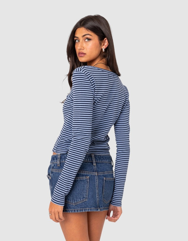 Women's Elegant Striped Long Sleeve Top with Comfortable Fit