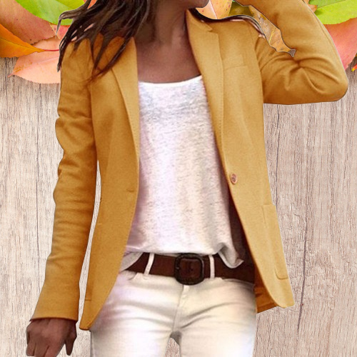 Women's Slim-fit solid-color blazer with button and pockets | Perfect for Casual days