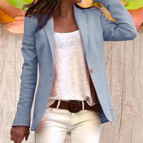 Women's Slim-fit solid-color blazer with button and pockets | Perfect for Casual days