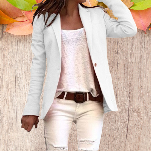 Women's Slim-fit solid-color blazer with button and pockets | Perfect for Casual days